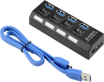 Produktbild von MMOBIEL High Speed ​​4 Ports 3.0 USB-Hub Multi-Ladeadapter mit Ein / Aus-Taste + LED