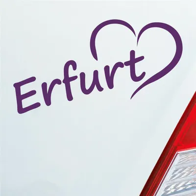 Produktbild von Auto Aufkleber Erfurt Herz Stadt City Liebe Love Heimat 17x8 cm Lila Sticker Heckscheibenaufkleber
