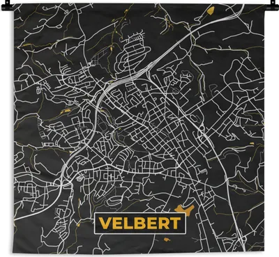Produktbild von MuchoWow® Wandteppich Wandbehang Velbert - Gold - Stadtplan - Karte - Deutschland 150x150 cm Tapisserie Dekoration Wandtuch - Wohnaccessoires - Modernes