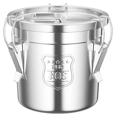 Produktbild von 6L/12L Edelstahl Getreidebehälter Mehlbehälter Luftdichter Kanister Lebensmitteln aus Küchengetreidebehälter Getreidebehälter Küche Edelstahl Eimer Kücheneimer mit Deckel (6L)