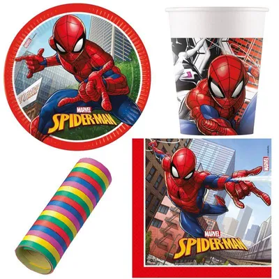 Produktbild von Partyset Spiderman Kindergeburtstag Einweggeschirr für 8 Kinder 37 tlg.