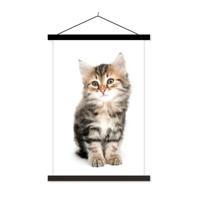 Produktbild von MuchoWow® Textilposter Kätzchen - Weiß - Nase - Mädchen - Kinder - Jungen - Kinder 40x60 cm mit schwarzem Rahmen - Wanddekorationen
