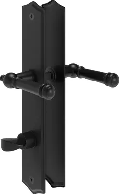 Produktbild von Hochwertige Messing Langschildgarnitur Schwarz matt Türdrücker Fenstergriff Schildgarnitur WC DIN Norm