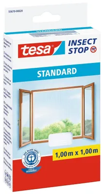 Produktbild von Fliegengitter tesa Insect Stop Standard für Fenster 1x1m weiß Packung mit 8 Stück