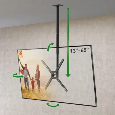 Productafbeelding van Plafondsteun - TV - 29-65 inch Full Motion - 3 bewegingen platte - Gebogen schermbeugel - Geschikt voor maximaal 85 lbs