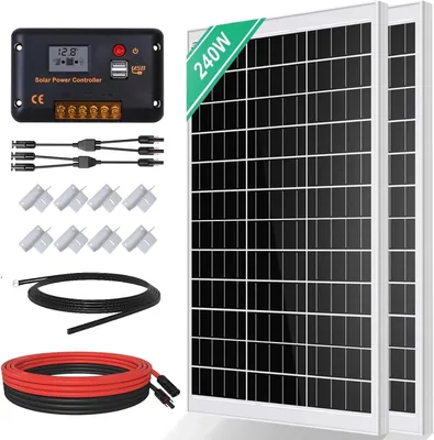 Obrázek produktu pro Solární panely s konektorem – Solární nabíječka – Solární panel – 240 W – včetně 12V solárního panelu