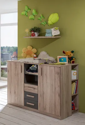 Produktbild von Wickelkommode mit Wandboard in Eiche mit graphit CANTON-43