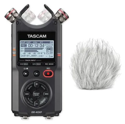 Produktbild von Tascam Audio-Recorder DR-40XP mit Fell-Windschutz