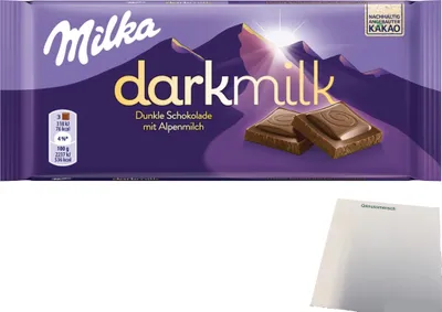 Produktbild von Milka Dark Milk Dunkle Alpenmilch Schokolade (85g Tafel) + usy Block