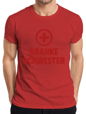 Productafbeelding van Zieke zus, cadeau, verpleging, humor, verpleegster, Halloween, heren T-shirt, rood, maat S