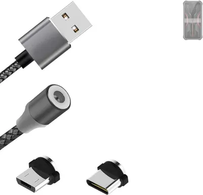 Produktbild von K-S-Trade Hochwertiges Magnet-Lade-kabel Sync-Kabel Daten-Kabel für FOSSiBOT F101P mit USB-Typ-C-Anschluss und Micro-USB-Anschluss 2A bis zu 480mbps