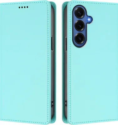 Image de Etui en cuir pour Samsung Galaxy S26+, étui magnétique en cuirPolyuréthaneavec support Vert Menthe