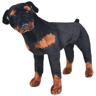 Produktbild von vidaXL Plüschtier Hund Rottweiler Stehend Plüsch Schwarz und Braun XXL