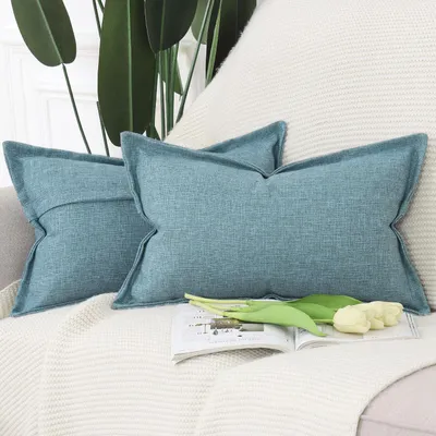 Produktbild von Kissenbezüge Imitationsleinen Blau 30x50 cm 2 Stück