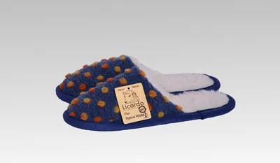 Produktbild von Pantoffel Wolle Noppen blau - 36/37 Linke