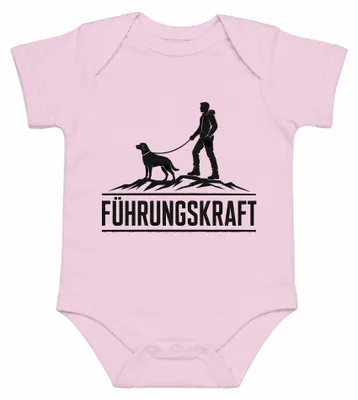 Image de Chef, chien, randonnée, montagne, promenade, humour, sarcasme, maître, bébé, body, rose, taille 0/3