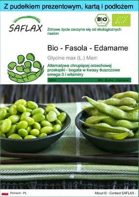 Zdjęcie produktu dla SAFLAX - Zestaw prezentowy - Bio - Fasola - Edamame - 8 Nasiona - Z pudełkiem upominkowym, etykietą wysyłkową, kartą podarunkową i podłożem uprawowym - Glycine max (L.) Merr.