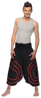 Produktbild von Simandra "Cercles" Haremshose Pump Aladin Pluder Yoga Goa Sarouel Aladin Freizeit Herren : rot S/M Farbe: Rot Größe: S/M