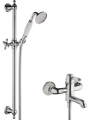 Produktbild von PaulGurkes Wannenarmatur Aufputz Retro Handbrause Duschstange Nostalgie Set