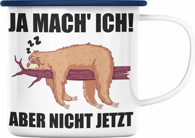 Produktbild von Trendation - Lustige Emaille Tasse Faultier Spruch Geschenk für Mitarbeiter Arbeitskollege Abschiedsgeschenk (Blau)