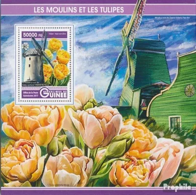 Produktbild von Briefmarken Guinea 2017 Mi Block 2759 (kompl. Ausgabe) postfrisch Windmühlen und Tulpen