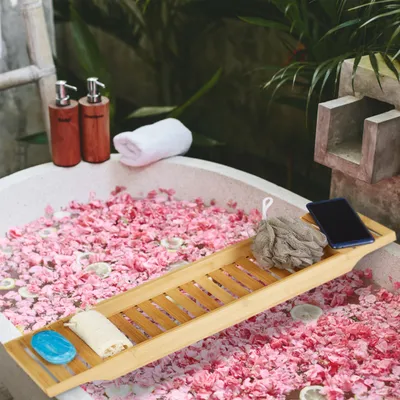 Zdjęcie produktu dla relaxdays Bambusowa półka na wannę