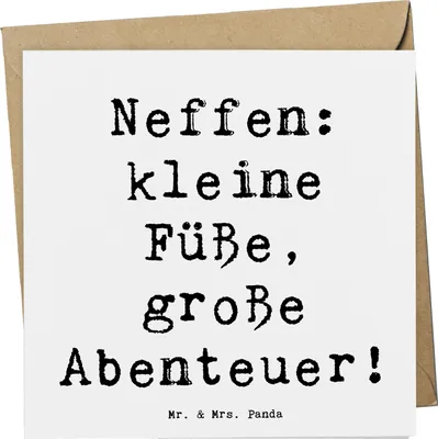 Produktbild von Mr. & Mrs. Panda Grußkarte Spruch Neffe Abenteuer - Weiß - Geschenk, persönliche Erinnerungen, faltkarte, Glückwunschkarte, Klappkarte, anlasskarte, Familienereignisse