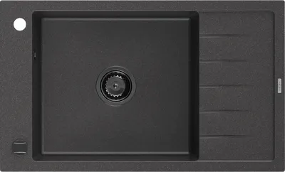 Produktbild von Mexen Elias Granitspüle mit einem Becken und einer Abtropffläche 795 x 480 mm, Schwarz gesprenkelt, Siphon Schwarz - 6511791005-