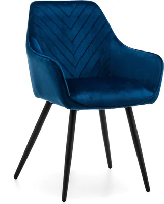 Produktbild von NEW HOME Stuhl VASTO gespolsterter Esszimmerstuhl Wohnzimmerstuhl mit Steppung - dunkelblau - moderne Samt Velours Möbel