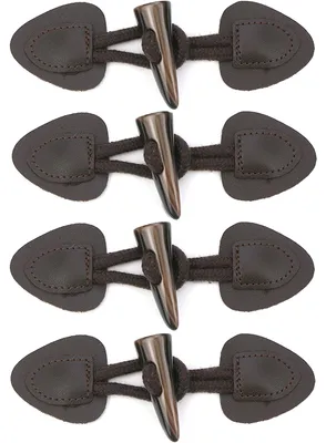 Kunstharz-Knöpfe, 4 Paar, 15,0 x 4,4 cm, braun, für Jacken