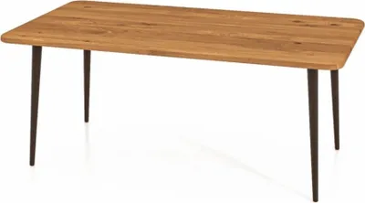 Produktbild von Couchtisch Tula aus Wildeiche massiv 60x80x48 mit schwarzen Metallbeinen