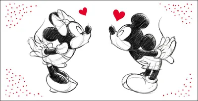 Produktbild von Unyqoos® Disney Strandtuch Minnie & Mickey "Kiss" – 70 x 140 cm, Baumwolle, waschbar 40°C, trocknergeeignet