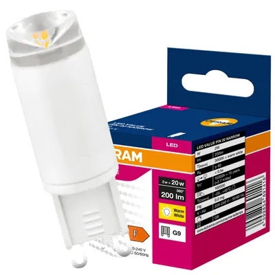 Obrázok produktu pre LED lampa Kapsu³ka G9, 2W = 20W, 200 lm, 3000K (teplá biela), uhol svietenia 110°, značka Osram, Obrázok generovaný UI