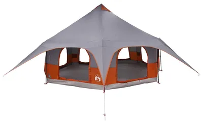 Image de Tente familiale vidaXL grise et orange pour 10 personnes