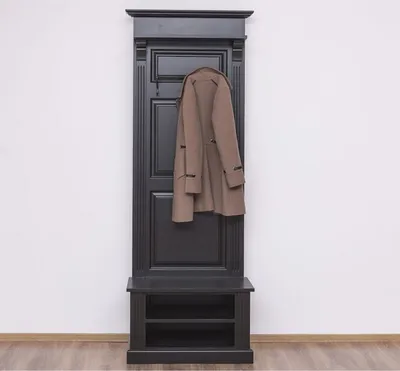 Produktbild von Casa Padrino Jugendstil Wand Garderobe mit Ablagefächer Schwarz Antik Stil - Landhaus Stil Garderobenschrank
