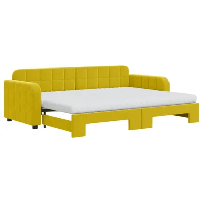Produktbild von vidaXL Tagesbett Ausziehbar mit Matratzen Gelb 80x200 cm Samt