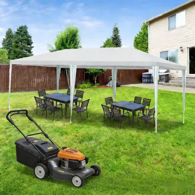 Obrázek produktu pro ISOISL, pavilon 3x6 metrů, zahradní stan, vodotěsný, párty stan s okny, vyrobený z PE plachty, vhodný pro zahradu, terasu, oslavy, bílá barva