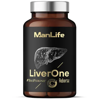 Produktbild von Leber Kapseln mit Mariendistel, Artischocke, Löwenzahn | ManLife LiverOne 90 vegane Kapseln | Kurkuma, Cholin, Sylimarin