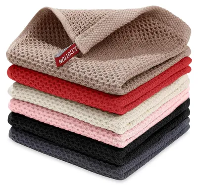 Produktbild von 6PCS Geschirrtücher Baumwolle, 30x30 cm Küchenhandtücher, Geschirrtücher Waffelstruktur Handtücher Küche, Küchentücher Saugstarke und Strapazierfähige (Mehrfarbig)
