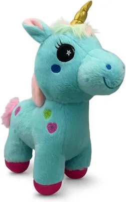 Produktbild von Kuscheltier Einhorn 30 cm blau – mit Flügeln, Weiches Plüschtier, Stofftier