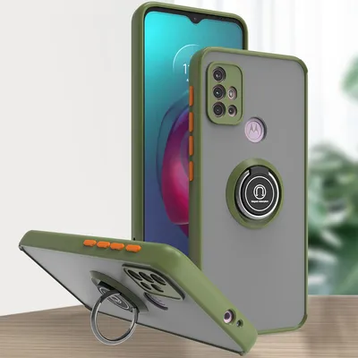 Produktbild von Moto G10 / G20 / G30 Hülle, Ring Halter Ständer Matte Transluzent TPU Rahmen Stoßfest Schutzhülle für Motorola Moto G10 / G20 / G30 Grün