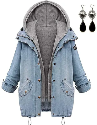 Obrázek produktu pro Solidchoice - Dámská zimní bunda z denimu s dlouhými rukávy (design 2 v 1)