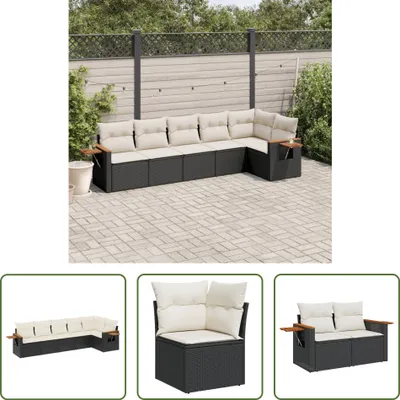 Produktbild von The Living Store 6-tlg. Garten-Sofagarnitur mit Kissen Schwarz Poly Rattan