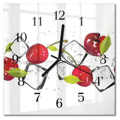 Produktbild von Tulup Glasuhr Wanduhr Küchenuhr Echt-Glas 30x30 cm Modern Dekorativ Geräuschlos Schwarzen Zeigern - Kirscheis