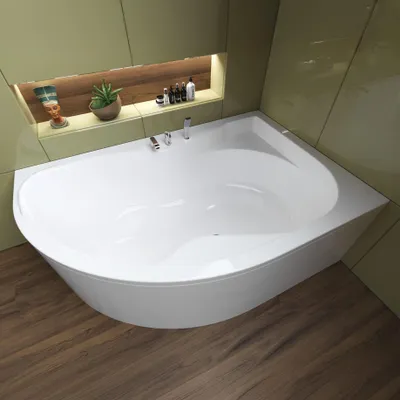 Produktbild von BADLAND Eckbadewanne Badewanne Dora RECHTS 170x110 mit Acrylschürze, Füßen und Ablaufgarnitur GRATIS