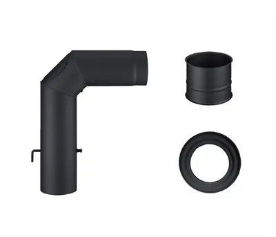 Produktbild von Haas+Sohn Rauchrohrgarnitur Ø150/2 inkl. Knie Drossel Wandf. schwarz