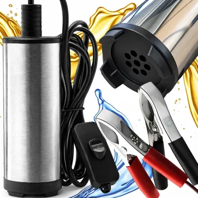 Zdjęcie produktu dla Pompa pompka do spuszczania paliwa oleju 12V zanurzeniowa 14 cm transfer paliwa oleju zasilanie akumulatorowe sitko
