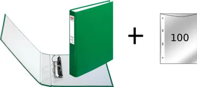 Produktbild von Herlitz Ringbuch / DIN A5 mit 2-Ringe / incl. 100 Prospekthüllen / Farbe: grün