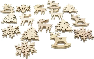 Produktbild von Riffelmacher Weihnachtliche Streudeko Natur in 4 Motiven 16 Stück - Holz