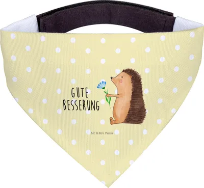 Produktbild von Mr. & Mrs. Panda Halstuch Für Hunde Igel Blumen - Gelb Pastell - Geschenk, Krankenhaus, krank, Tuch, Hunde-Bandana, Gute Besserung, Besuch, Lustige Sprüche, Hundehalstuch